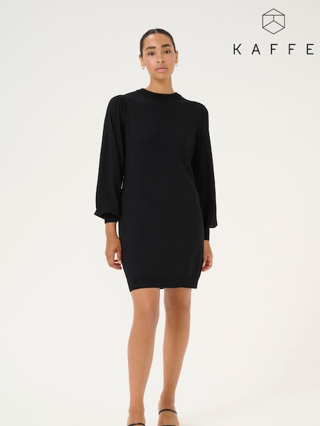 Kaffe Sofie Long Sleeve Knit Black Dress (H84958) | £60