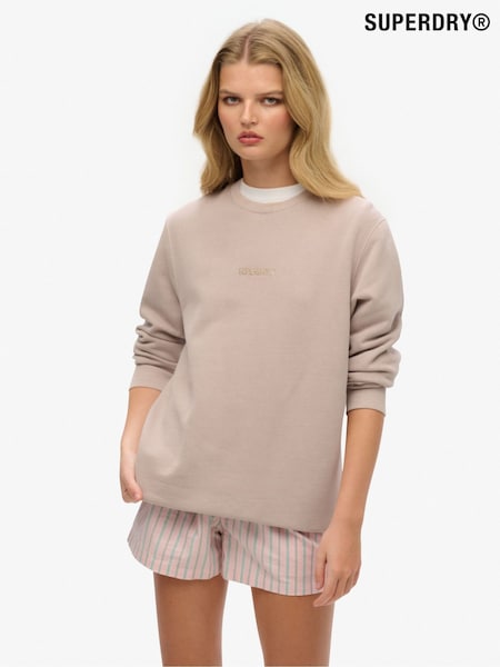 Superdry Brown Oversized Micro Logo Crewa Sweat top (H85047) | £0