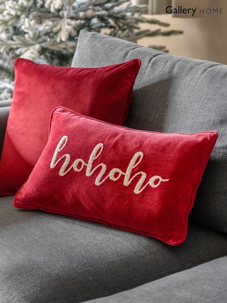 Gallery Home Red HoHoHo Chenille Embroidered Cushion (H85287) | £26
