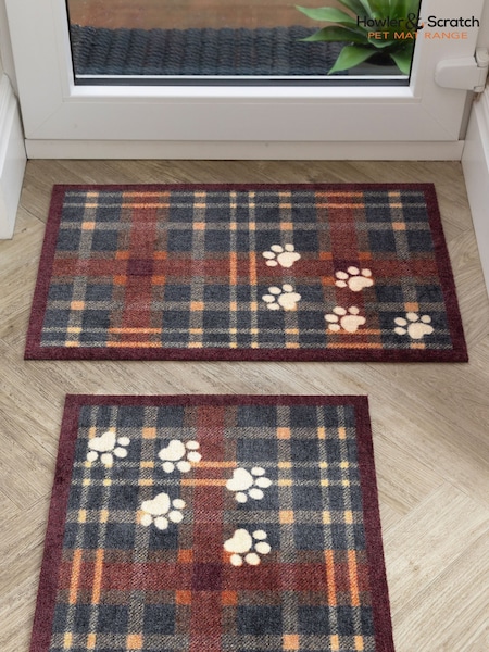 Howler & Scratch Blue Plaid Paws Mat (H85327) | £20