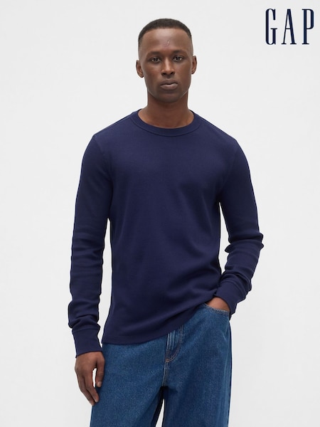 Gap Navy Blue Waffle Knit Crew Neck T-Shirt (H85404) | £16