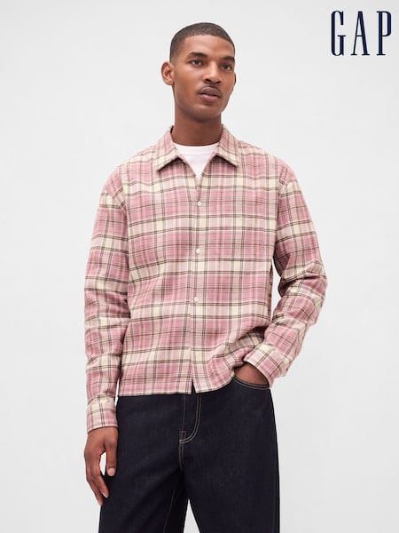 Gap Pink Cotton Relaxed Flannel Shirt (H85408) | £45