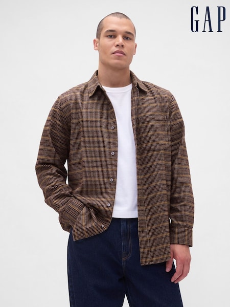 Gap Brown Cotton Relaxed Flannel Shirt (H85409) | £45