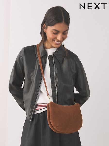 Tan Brown Scoop Leather Crossbody Bag (H85589) | £40