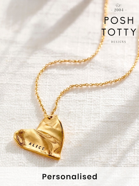 Personalised Fortune Heart Charm Necklace by Posh Totty Designs (H85631) | £85