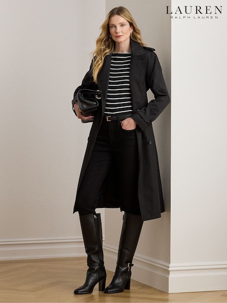 Lauren Ralph Lauren Black Double Breasted Belted Trench Coat (H85687) | £349