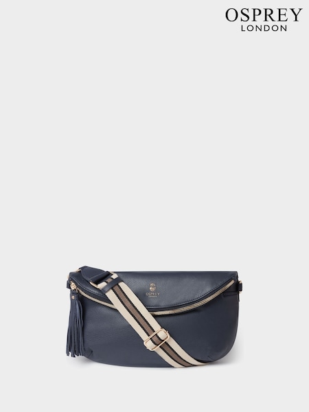 Osprey London The Milano Leather Blue Sling Bag (H85759) | £0
