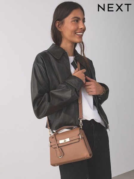 Tan Brown Belted Hand Held Bag (H85967) | £34