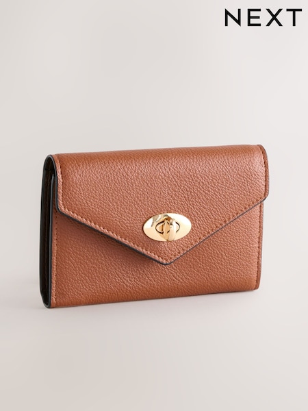 Tan Brown Envelope Lock Purse (H86014) | £28