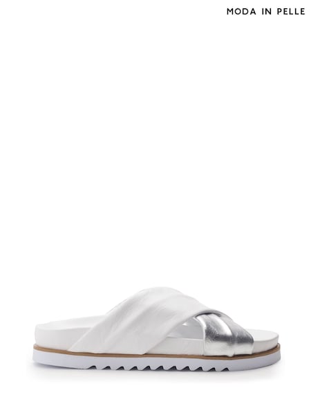 Moda in Pelle Jessa Tubular Crossover Comfort Footbed White Sandals (H86259) | £89