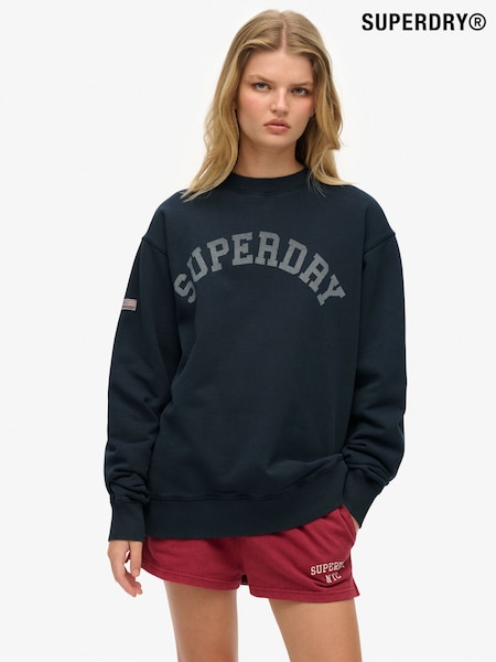 Superdry Blue Athletic Essentials Slouchy Crew Sweat Top (H86460) | £45