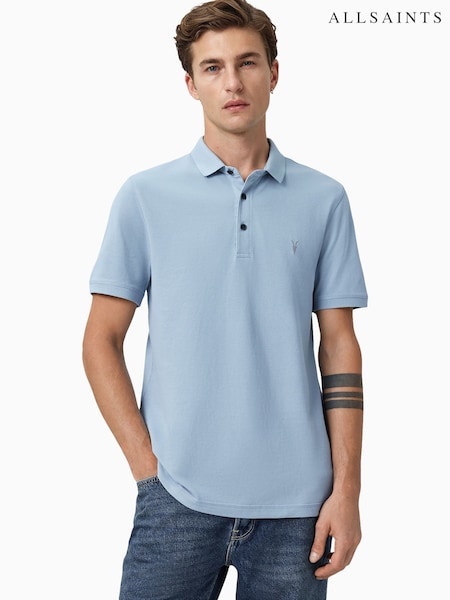 AllSaints Blue Reform Short Sleeve Polo Shirt (H86531) | £69