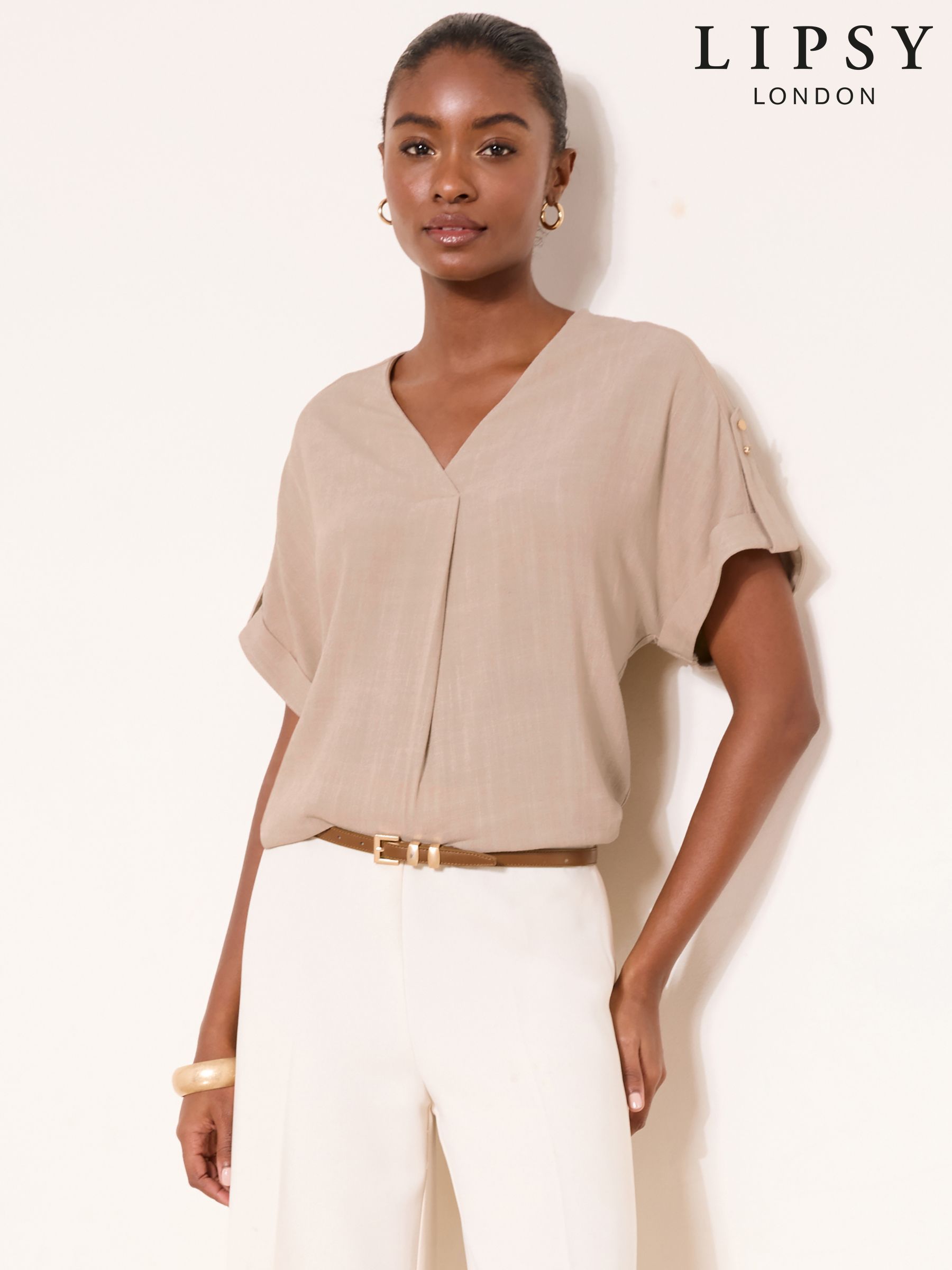 Buy Women's Natural Short Sleeve Tops Online | Next UK