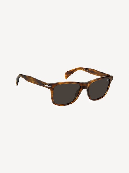 Eyewear by David Beckham Rectangular Brown Sunglasses in Horn (H86557) | £165