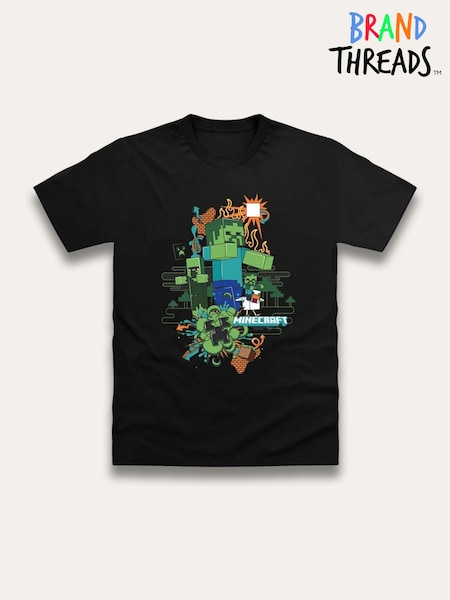 Brand Threads Black Minecraft T-Shirt (H86594) | £16
