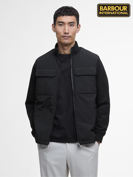 Barbour® International Black Ethan Quilted Sweat Jacket (H86623) | £139