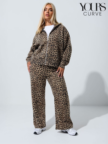 Yours Curve Brown Limited Leopard Printed Joggers (H86725) | £31