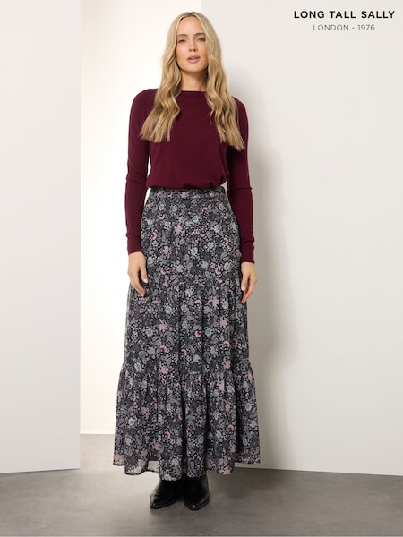 Long Tall Sally Black Chiffon Tiered Maxi Skirt (H86727) | £39