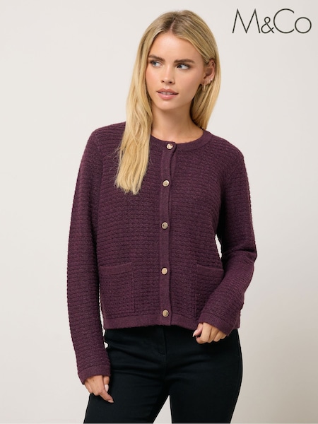 M&Co Purple Petite Button Pocket Cardigan (H86748) | £36