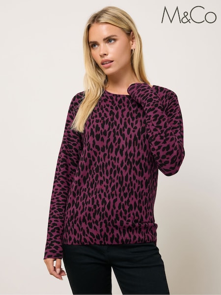 M&Co Purple Petite Crew Neck Jumper (H86758) | £33