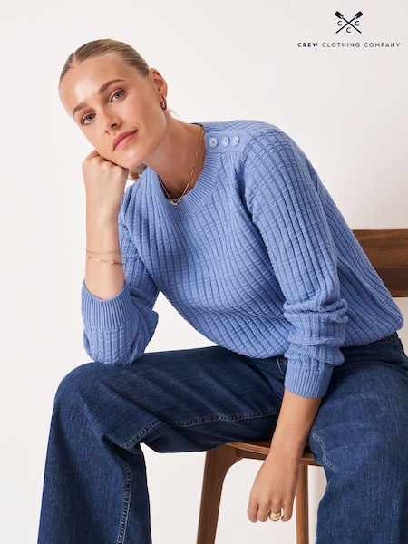 Crew Clothing Blue Tillie Textured Stitch Jumper (H86872) | £49
