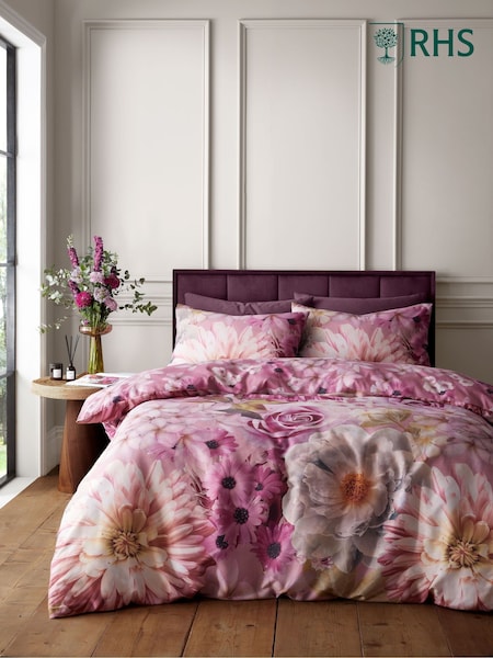 RHS Pink Rosemoor Floral So Soft Duvet Cover Set (H87258) | £17 - £35