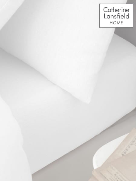 Catherine Lansfield White Brushed Cotton Extra Deep Fitted Sheet (H87260) | £17 - £26