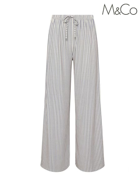 M&Co Blue Stripe Wide Leg Trousers (H87279) | £33