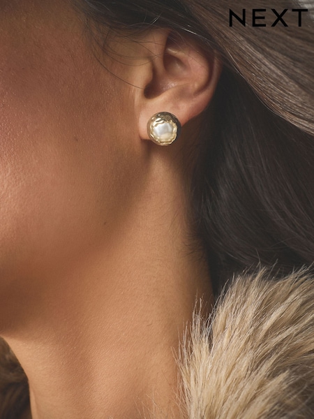 Pearl White Effect Stud Earrings (H87321) | £12.50