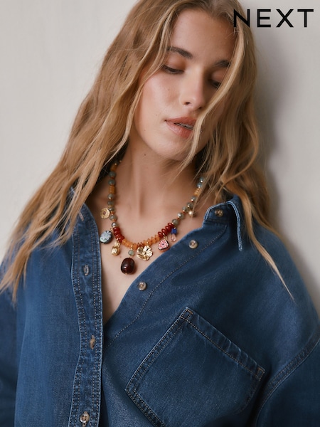 Multi Beaded Charm Necklace (H87352) | £18