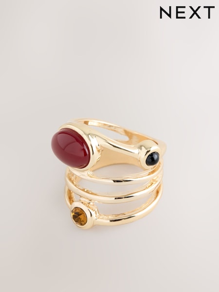Gold Tone Resin Stone Scarf Ring (H87376) | £10.50