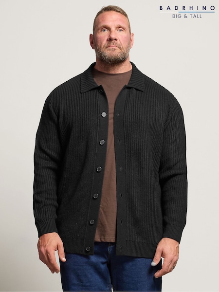 BadRhino Big & Tall Black Knitted Shirt (H87387) | £39