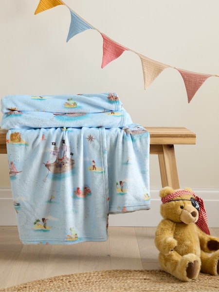 Belle & Boo Blue Pirates Cosy Fleece Blanket Throw (H87415) | £20