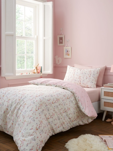 Belle & Boo Pink Ballerina Reversible Cotton Duvet Cover Set (H87418) | £25 - £40