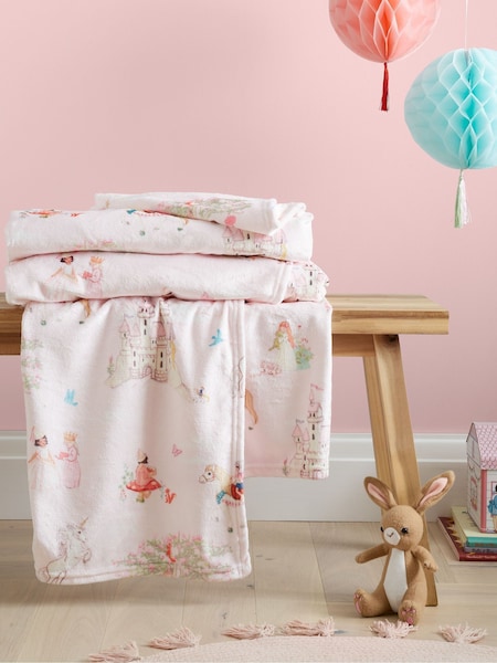 Belle & Boo Pink Fairytale Cosy Fleece Blanket Throw (H87420) | £20