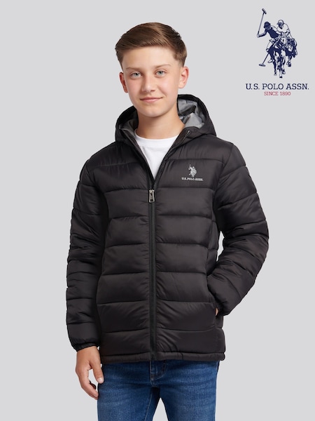 U.S. Polo Assn. Black Hooded Quilted Jacket (H87732) | £65 - £78