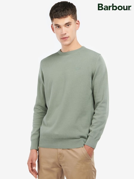 Barbour® Agave Green Pima Cotton Crew Jumper (H87792) | £70