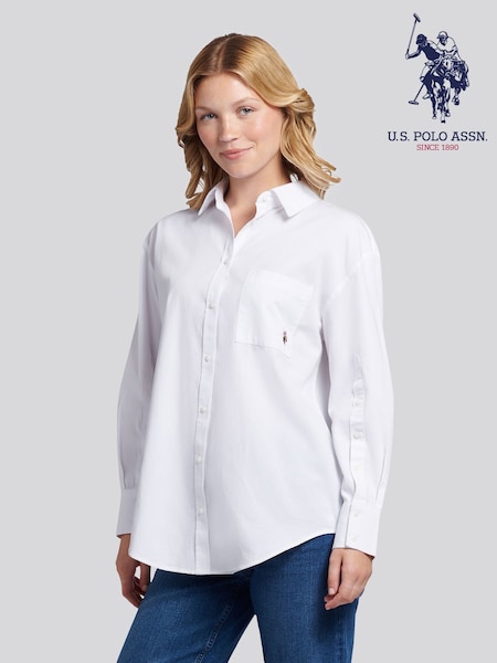 U.S. Polo Assn White Loose Fit Cotton Poplin Shirt (H87891) | £60