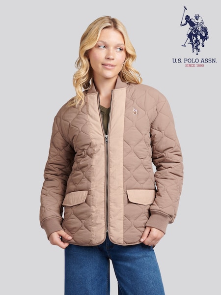 U.S. Polo Assn. Brown Dark Contrast Bomber Jacket (H87915) | £125