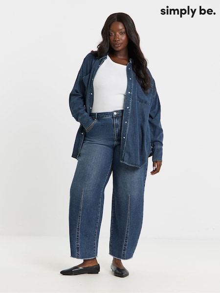 Simply Be Blue Lightweight Oversized Shirt (H87931) | £40