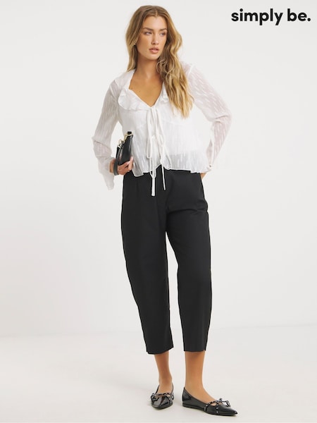Simply Be Black Barrel Leg Trousers (H87945) | £38
