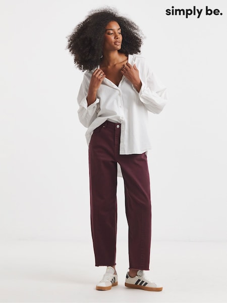 Simply Be Red Dart Detail Barrel Leg Jeans (H87947) | £44