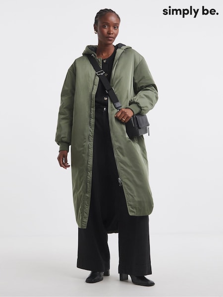 Simply Be Green Hooded Longline Bomber (H87958) | £70