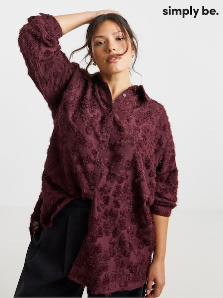 Simply Be Purple Textured Oversized Shirt (H87960) | £36