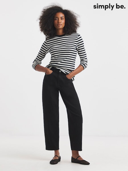 Simply Be Black Smart Tapered Barrel Jeans (H87962) | £39
