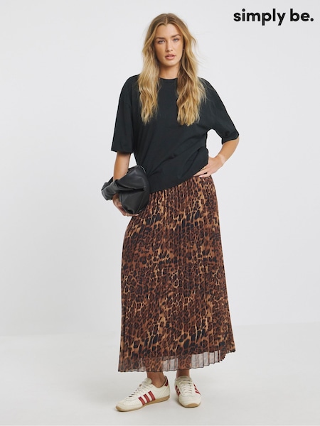 Simply Be Animal Pleated Chiffon Midaxi Skirt (H87963) | £35