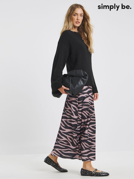 Simply Be Black Satin Maxi Skirt (H87964) | £32