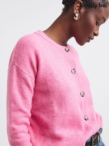 Simply Be Pink Short Sleeve Boxy Knit Cardigans (H87978) | £25