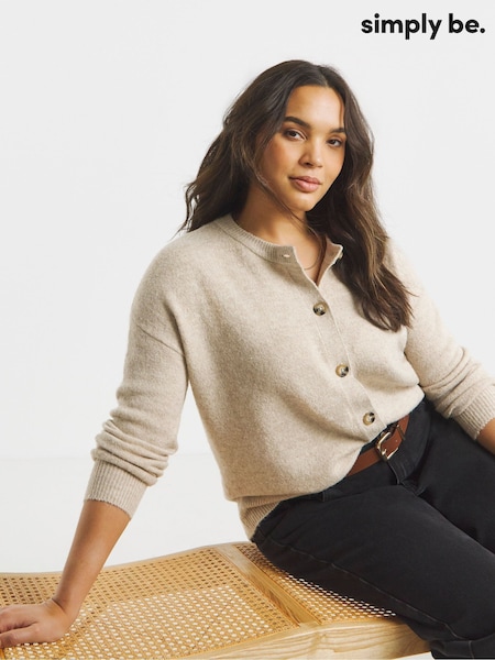 Simply Be Natural Crew Neck Cardigan (H87979) | £26