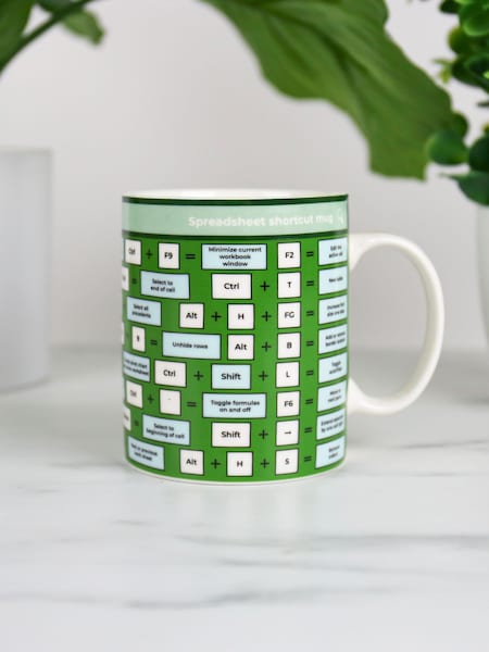 Gift Republic Green Spreadsheet Shortcut Mug (H88015) | £11